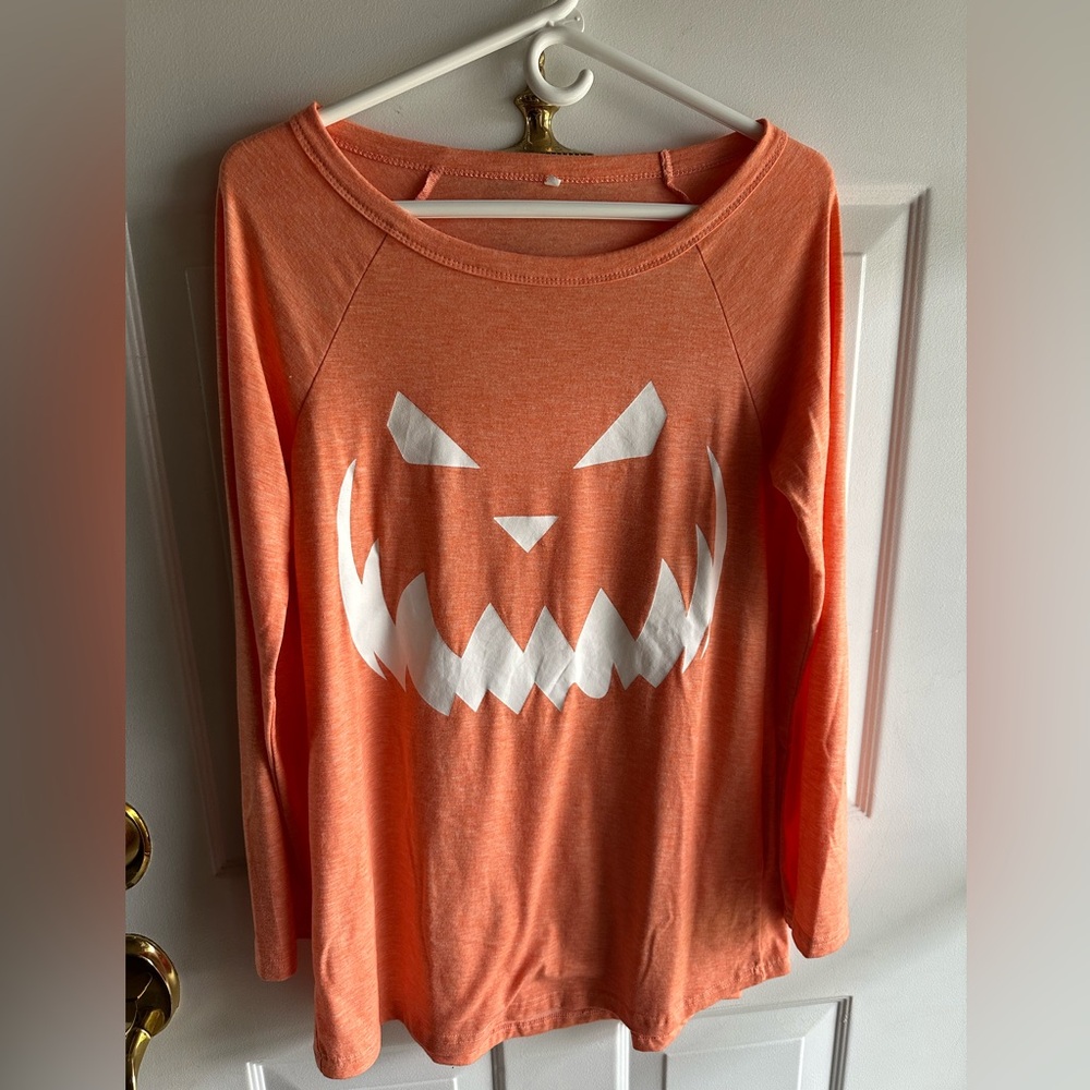 Orange Jack-O'-Lantern Long Sleeve Top